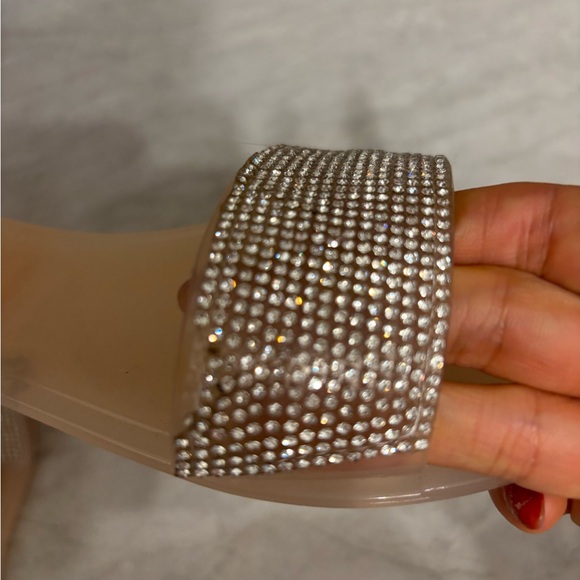 Nannette Women's Beige Rhinestone Slide Sandals. - Picture 2 of 2